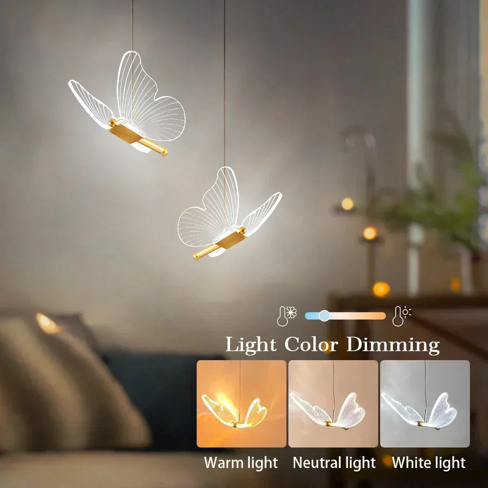 Lámpara colgante LED mágica con mariposa