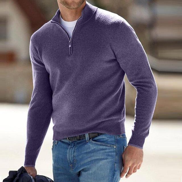 Thomas – Suéter de Hombre con Cuello en V y Cremallera, Ideal para la Primavera