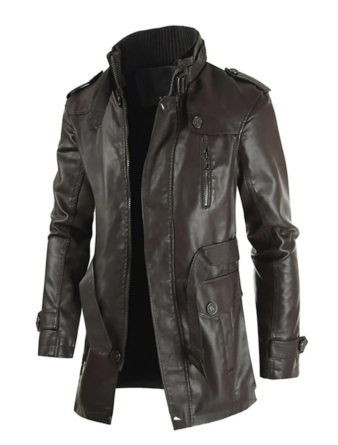 Abrigo largo de piel para hombre