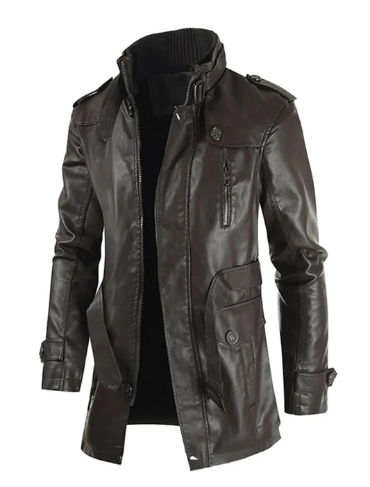 Abrigo largo de piel para hombre