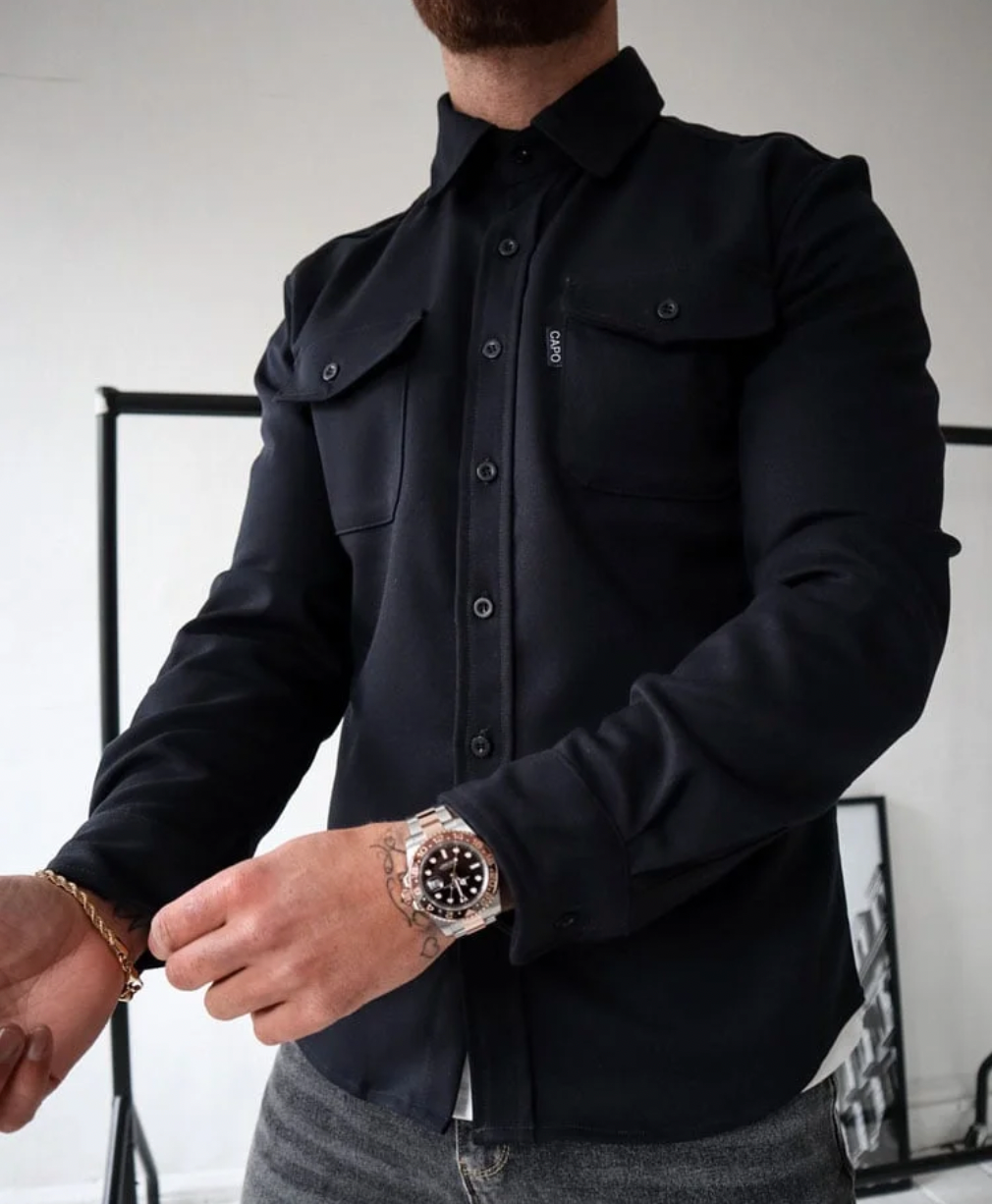 Camisa de manga larga con bolsillos para hombre