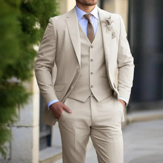 Brecken Elegante Traje de 3 Piezas para Hombre