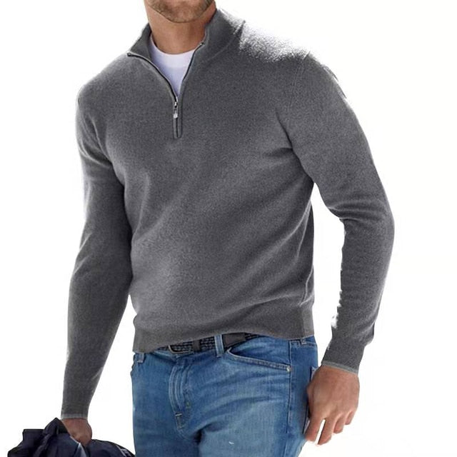 Thomas – Suéter de Hombre con Cuello en V y Cremallera, Ideal para la Primavera
