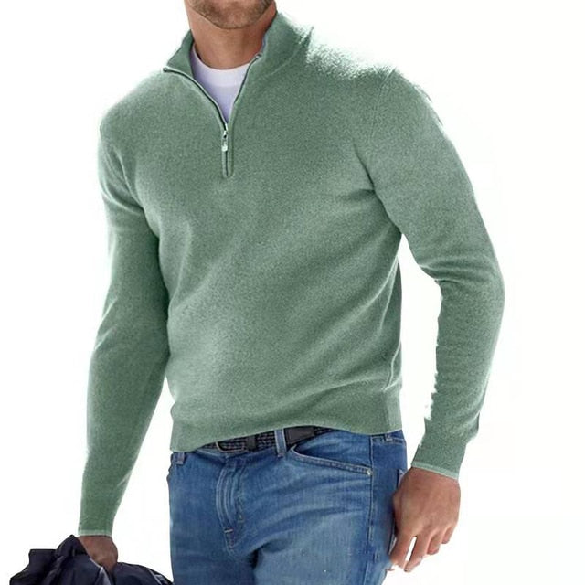 Thomas – Suéter de Hombre con Cuello en V y Cremallera, Ideal para la Primavera