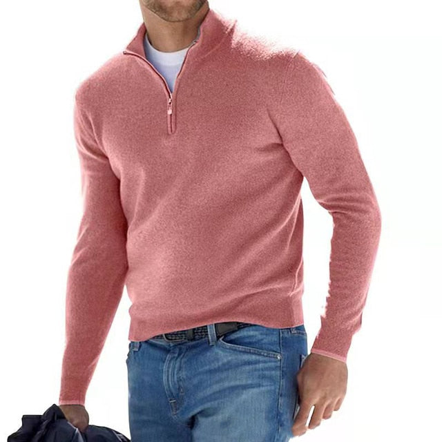 Thomas – Suéter de Hombre con Cuello en V y Cremallera, Ideal para la Primavera