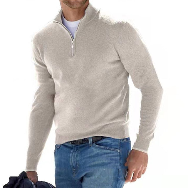 Thomas – Suéter de Hombre con Cuello en V y Cremallera, Ideal para la Primavera
