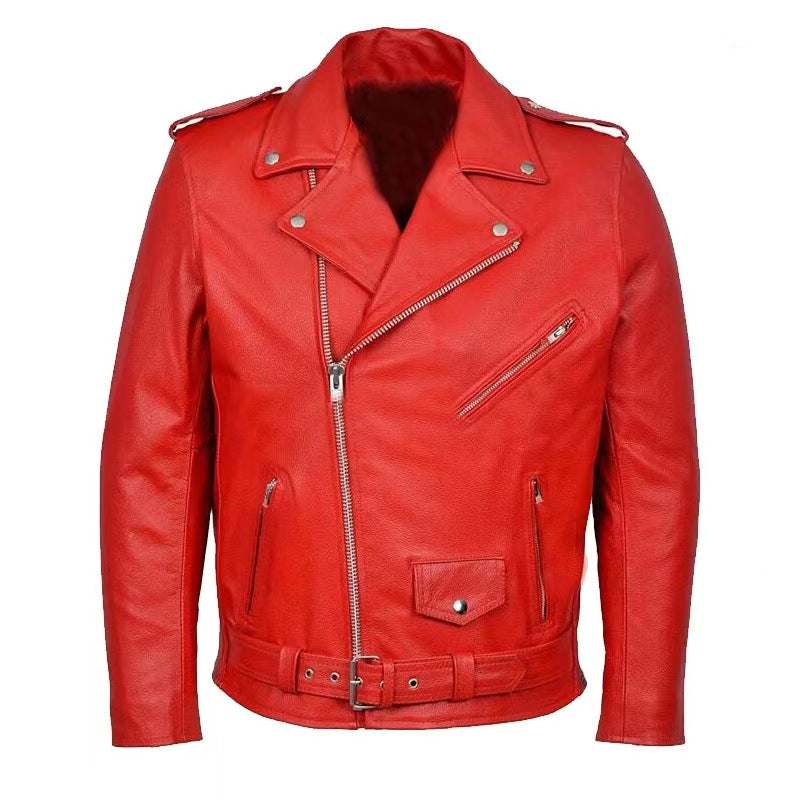 Chaqueta de cuero para motociclista para hombre