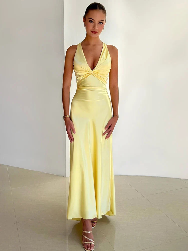 Vestido de noche para mujer Cuello halter sin mangas