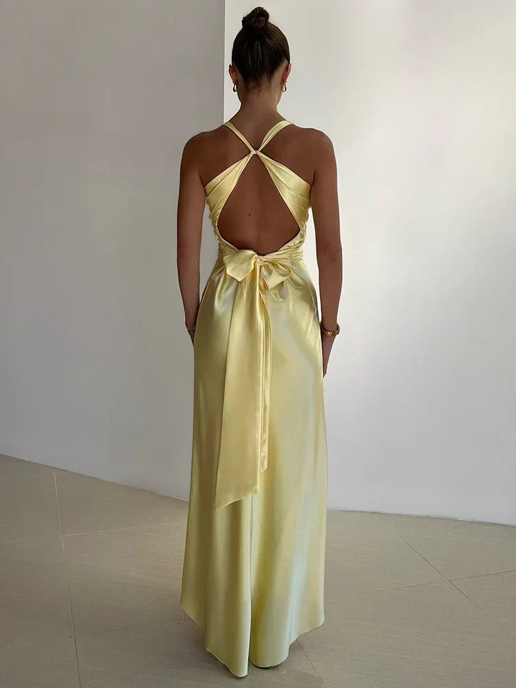 Vestido de noche para mujer Cuello halter sin mangas