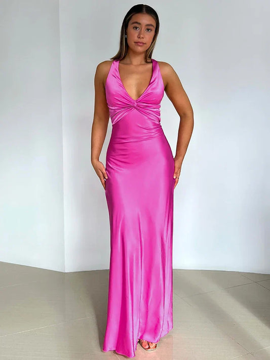 Vestido de noche para mujer Cuello halter sin mangas