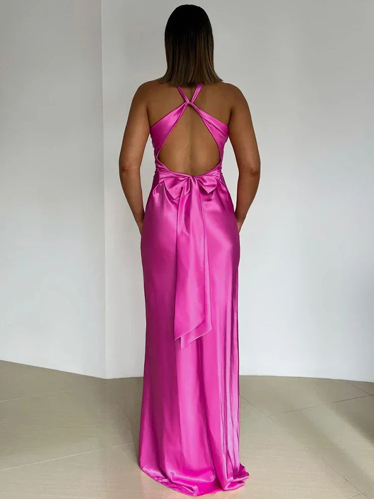 Vestido de noche para mujer Cuello halter sin mangas