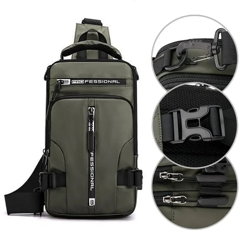 Bolso Bandolera Antirrobo Impermeable para Hombre con Puerto USB