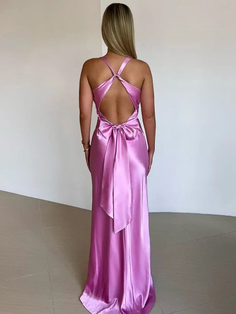 Vestido de noche para mujer Cuello halter sin mangas