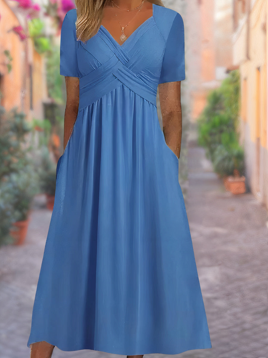 Elegante vestido de verano con cuello en V