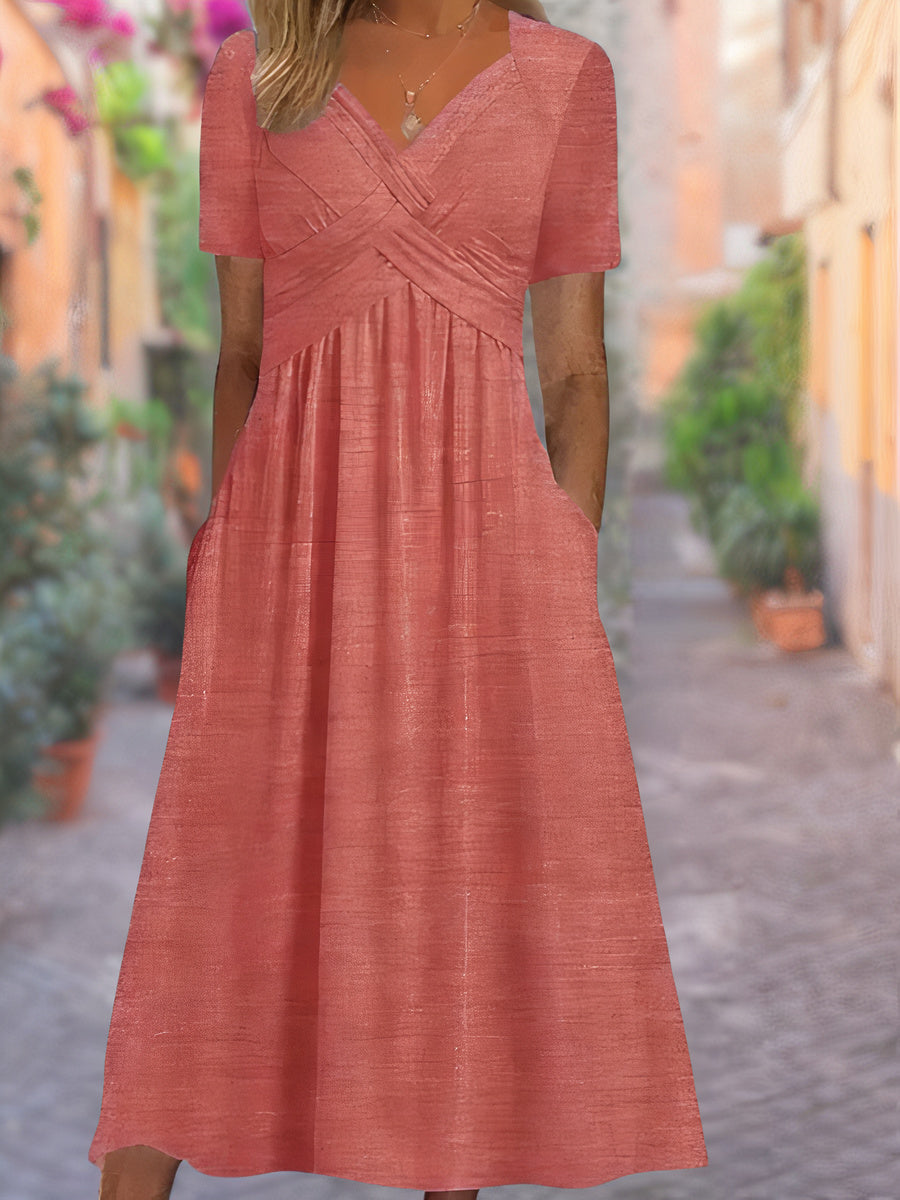 Elegante vestido de verano con cuello en V