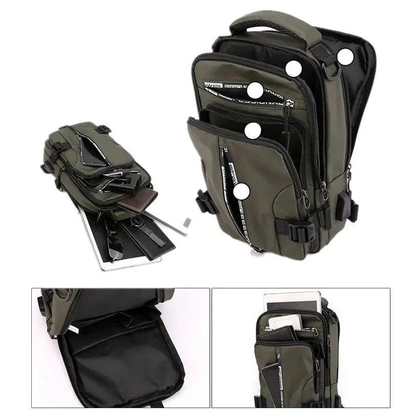Bolso Bandolera Antirrobo Impermeable para Hombre con Puerto USB