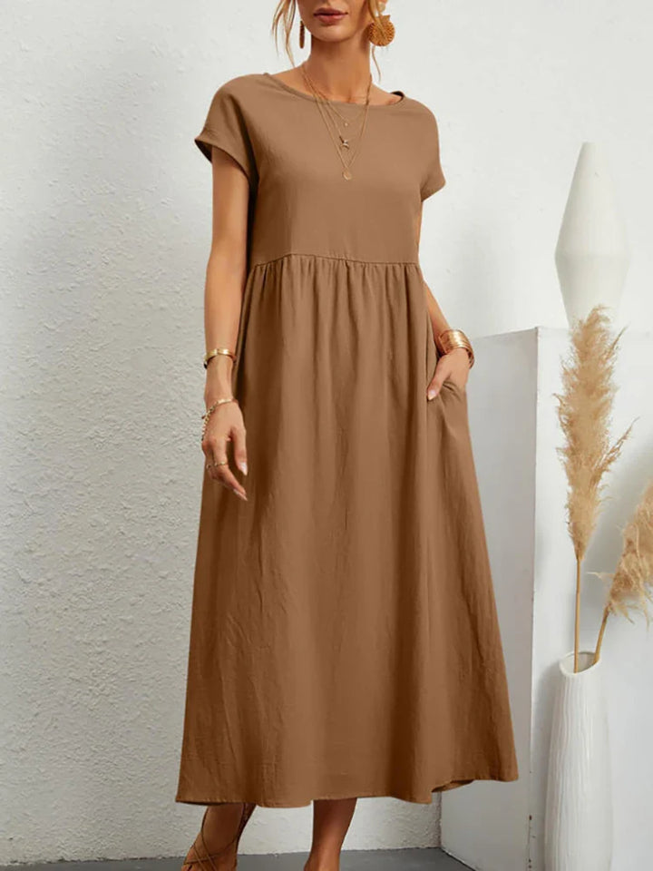 Vestido vintage de algodón con cuello en O