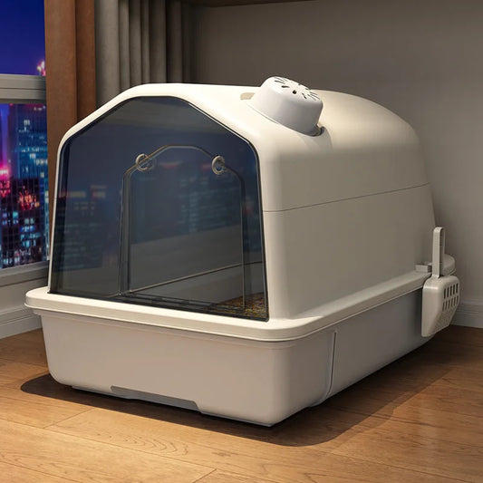 Caja de arena espaciosa y sin olores para la comodidad de tu gato