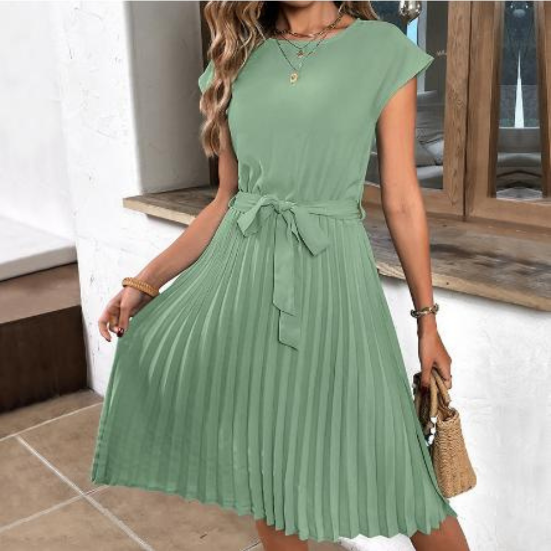 Minivestido plisado de manga corta