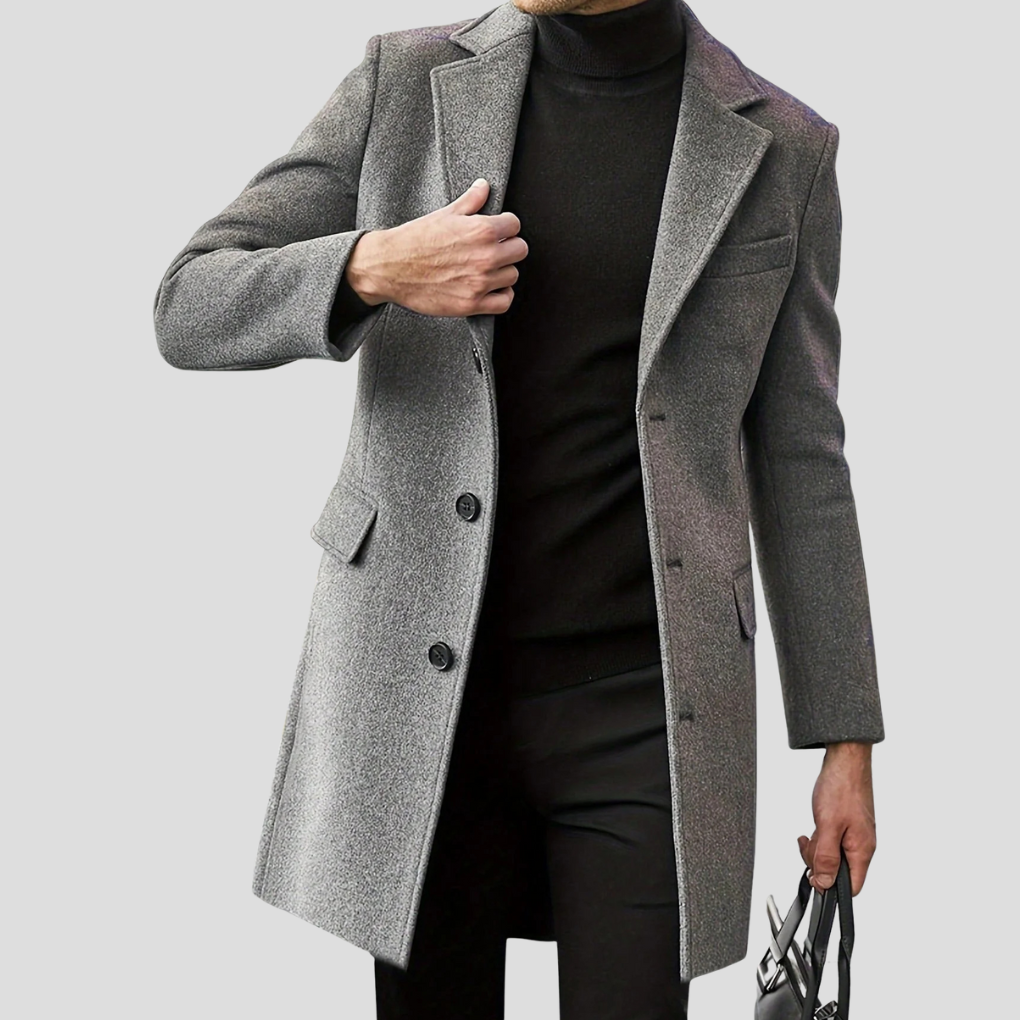 Abrigo clásico con solapas para hombre