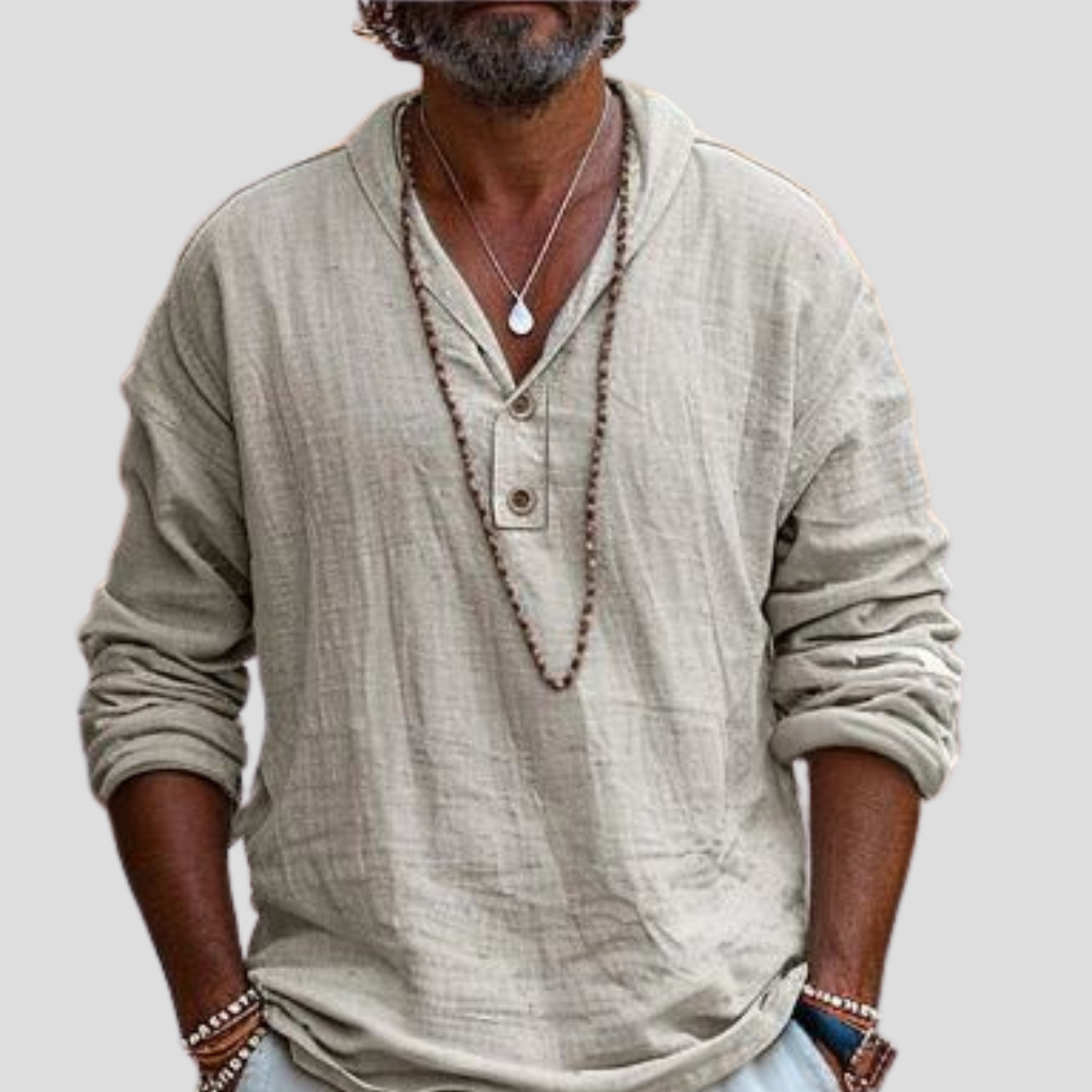 Camisa de lino de manga larga para hombre