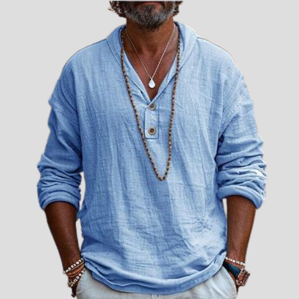 Camisa de lino de manga larga para hombre