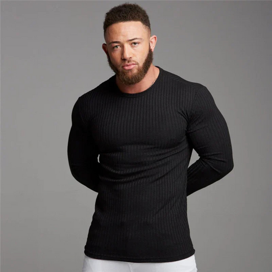 Suéter de punto con cuello redondo para hombre