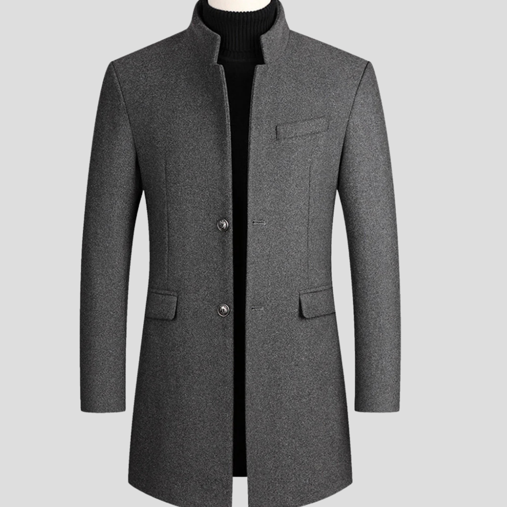 Abrigo elegante de mezcla de lana para hombre