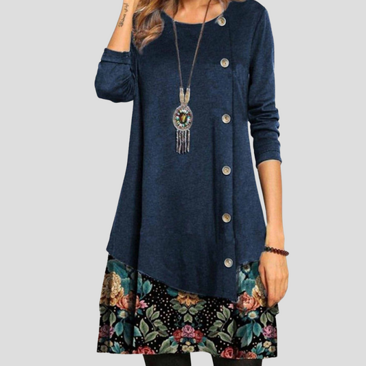 Vestido mini con botones florales para mujer