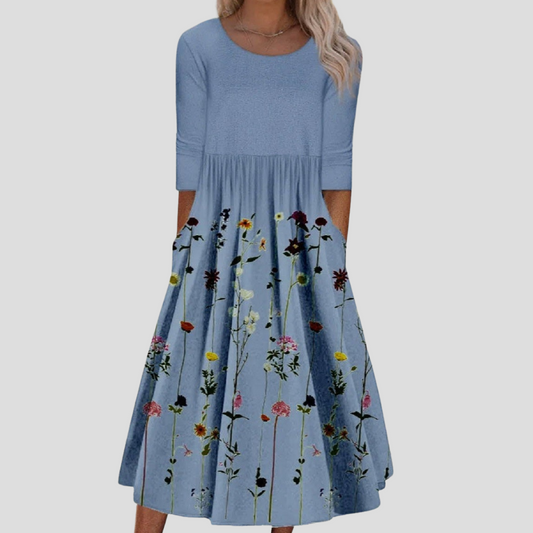 Vestido floral de cuello redondo