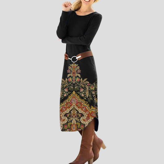 Vestido midi con estampado floral para mujer