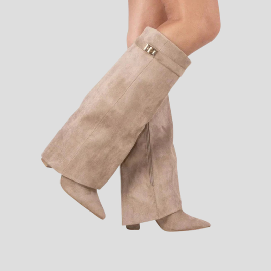Botas altas con solapa y tacón de bloque