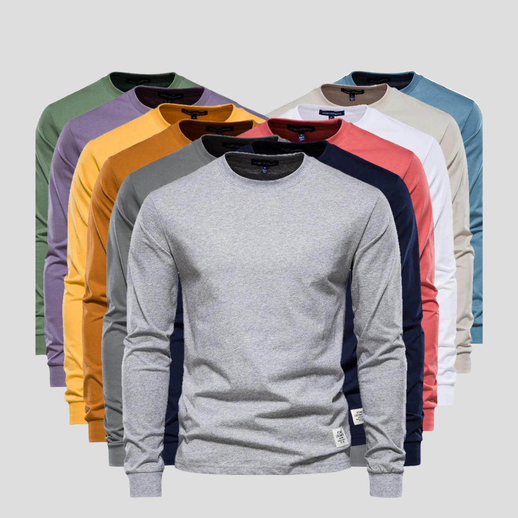 Camisa de manga larga y cuello redondo para hombre: estilo clásico para el día a día