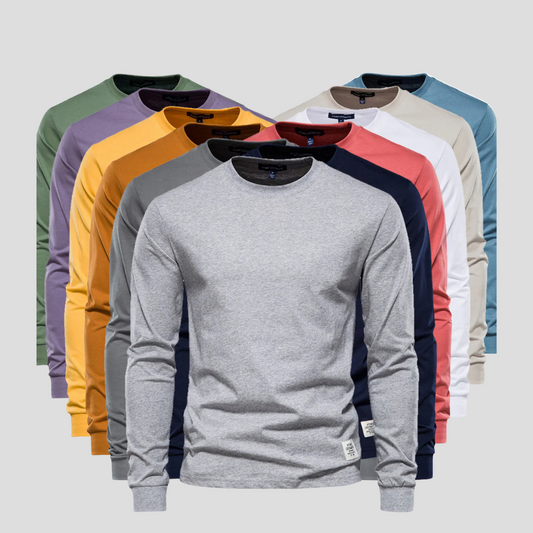 Camisa de manga larga y cuello redondo para hombre: estilo clásico para el día a día