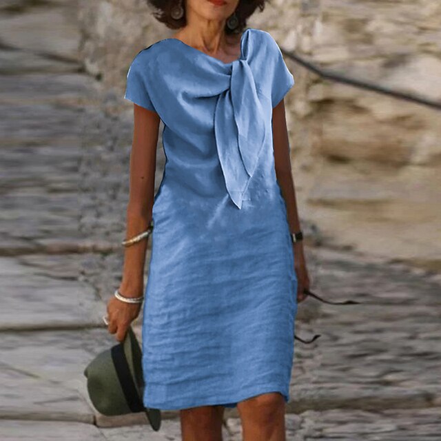 Vestido elegante de manga corta para mujer (largo mini)