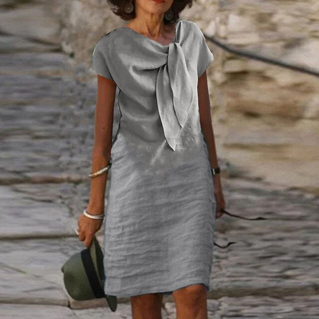 Vestido elegante de manga corta para mujer (largo mini)