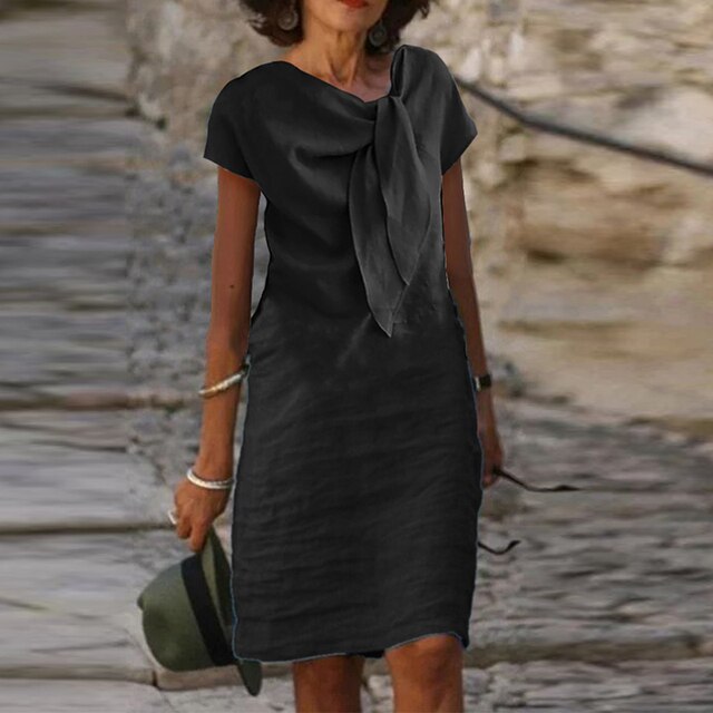 Vestido elegante de manga corta para mujer (largo mini)