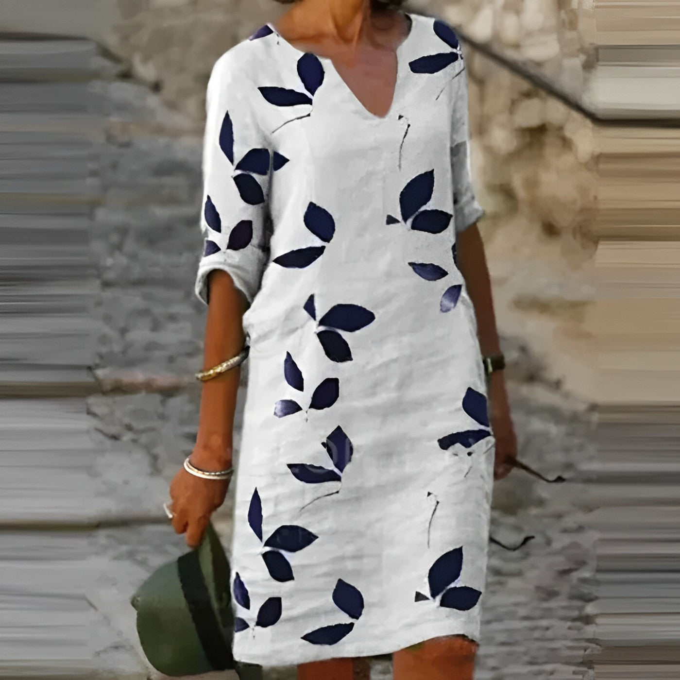 Vestido de verano con estampado de hojas para mujer