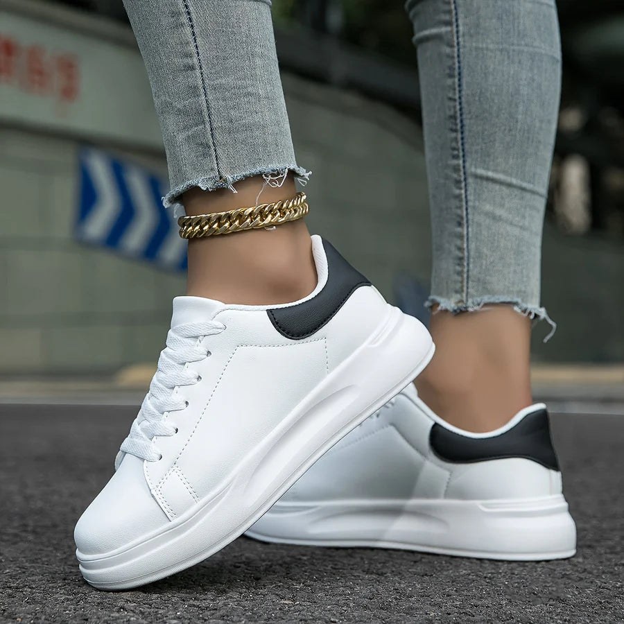 OrthoSports – Zapatillas de Cuero Blancas para Mujer con Diseño Moderno y Comodidad Óptima