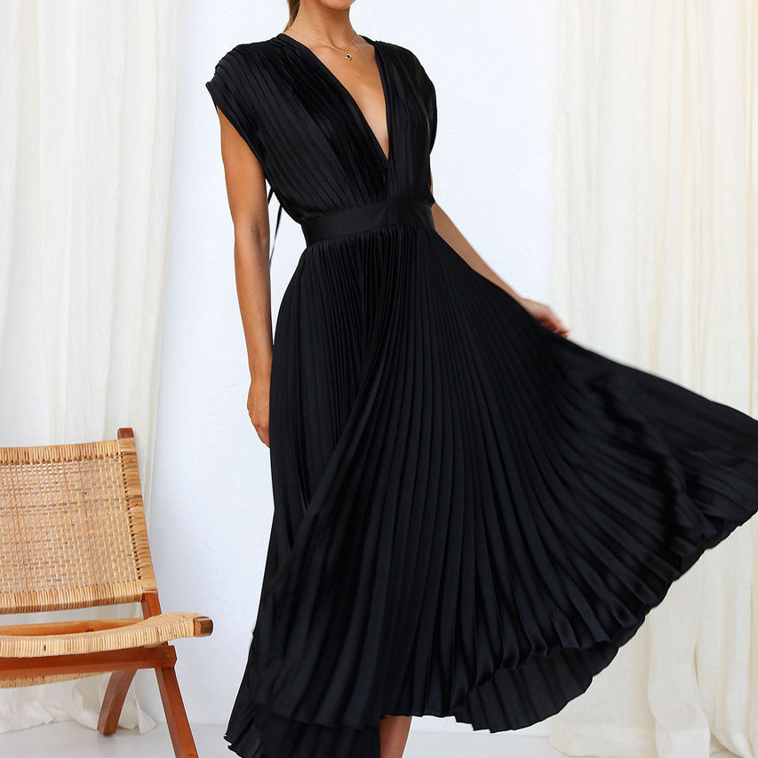 Vestido elegante con cuello en V para mujer