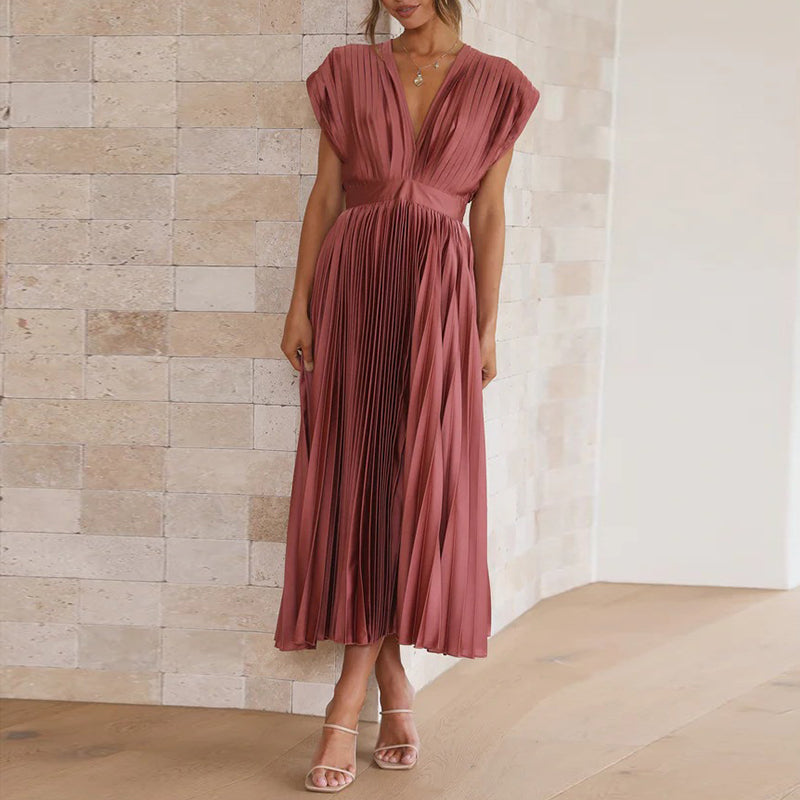 Vestido elegante con cuello en V para mujer
