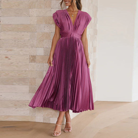 Vestido elegante sin mangas con cuello en V para mujer