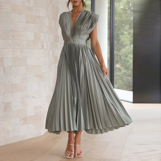 Vestido elegante sin mangas con cuello en V para mujer