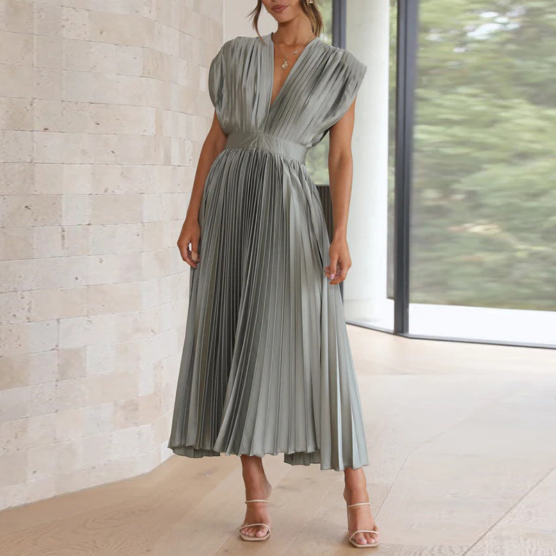 Vestido elegante con cuello en V para mujer
