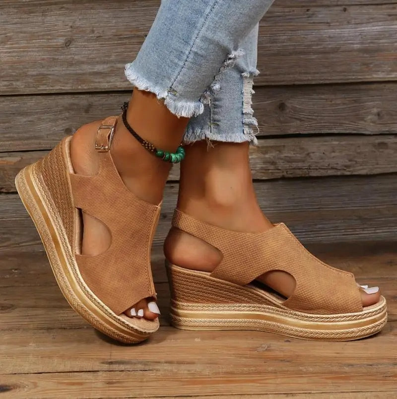 Sandalias de cuña con sujeción extra para mujer
