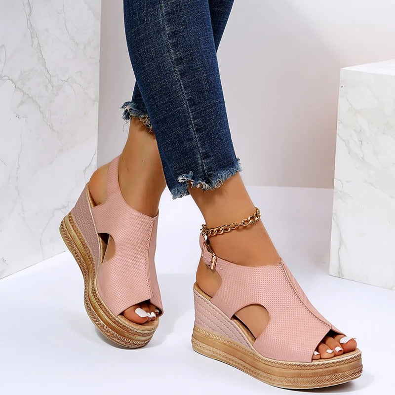 Sandalias de cuña con sujeción extra para mujer