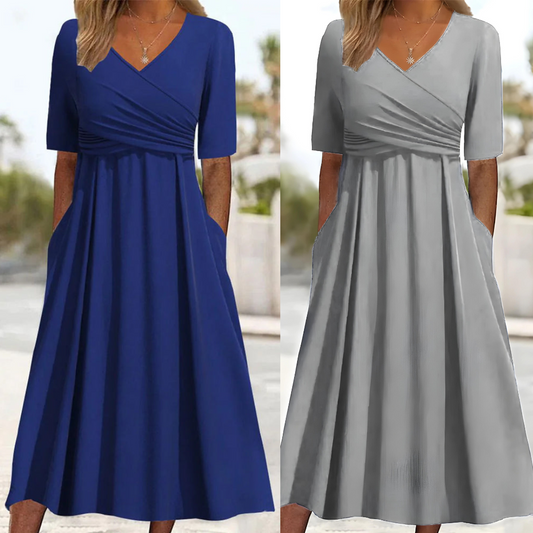 Vestido cruzado de manga corta