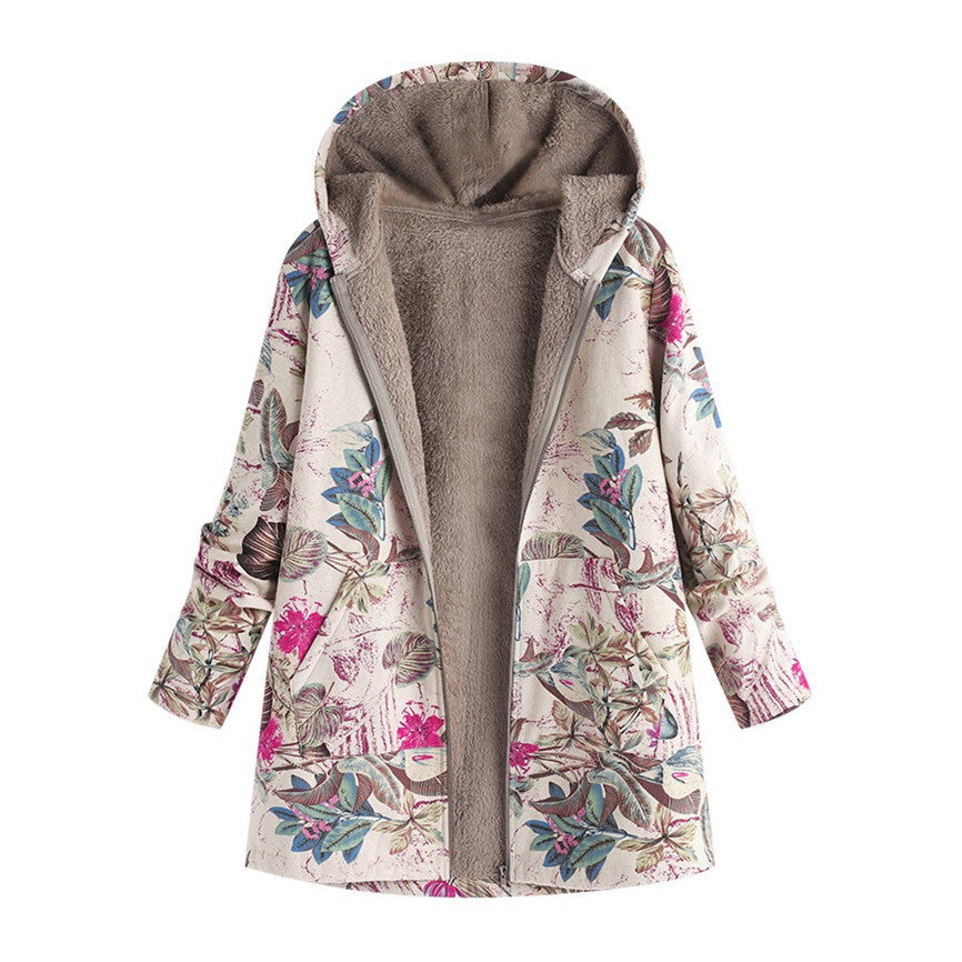 Chaqueta estampada de inspiración vintage con bolsillos delanteros