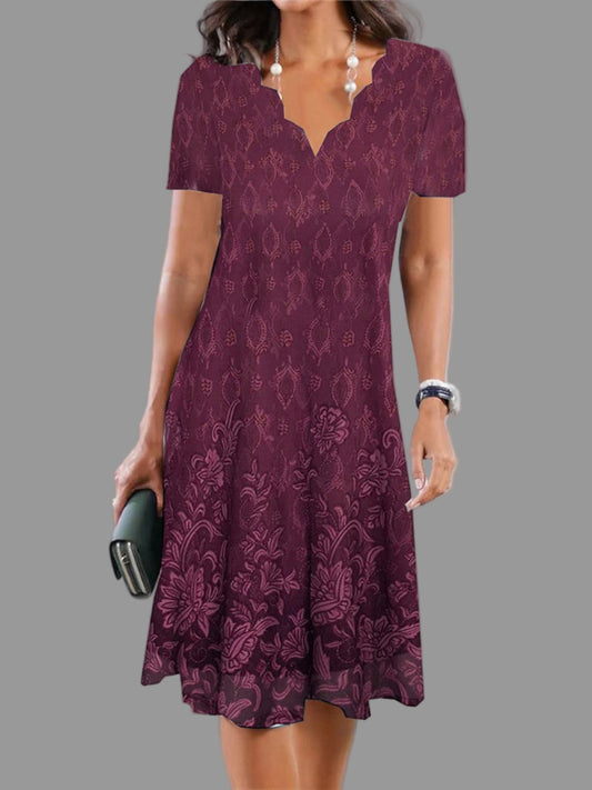 Vestido midi floral con cuello en V