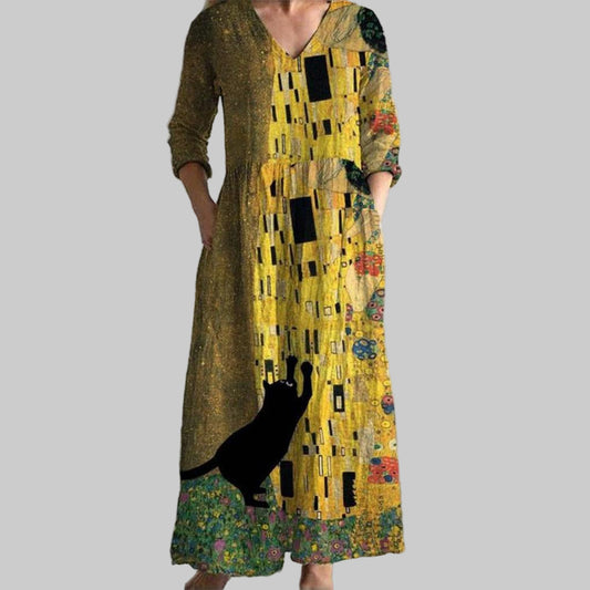 Vestido con estampado de gato creativo